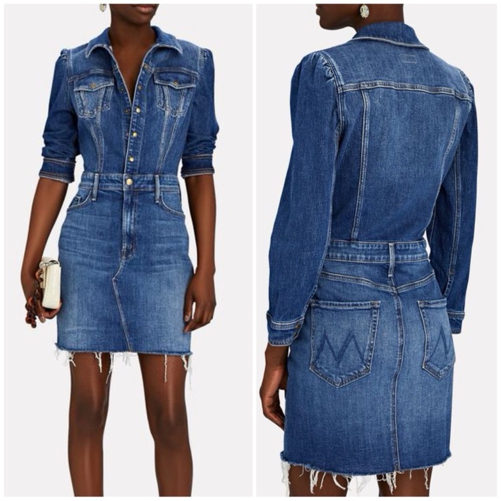 MOTHER Blue Denim Long Sleeve Dress